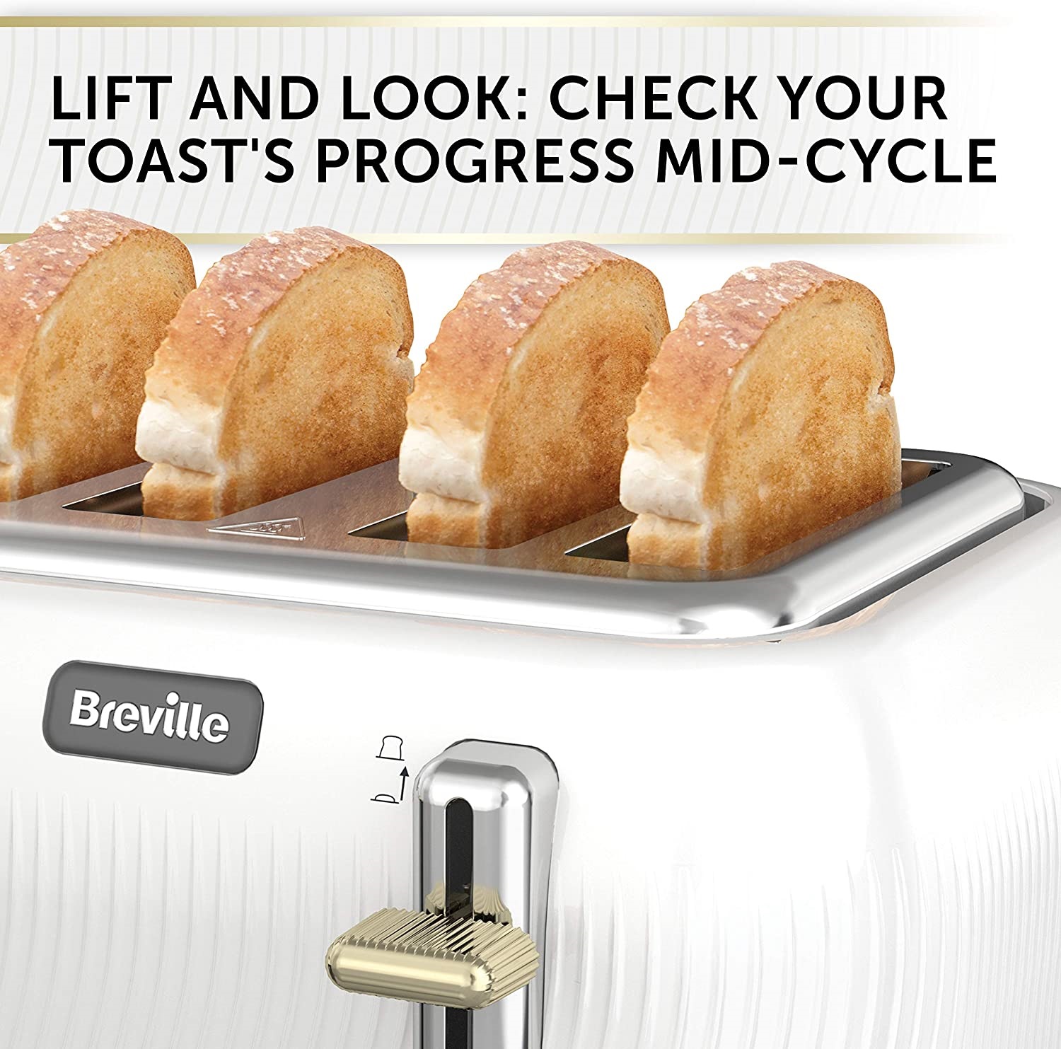 Breville Flow Slice Wide Slots Toaster – White Gold – 1950W