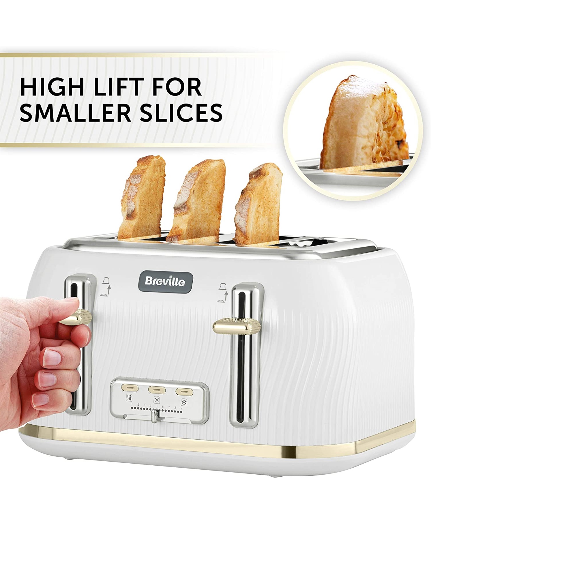 Breville Flow Slice Wide Slots Toaster – White Gold – 1950W