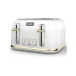 Breville Flow 4 Slice Wide Slots Toaster – White, Gold – 1950W – VTT976 - 01