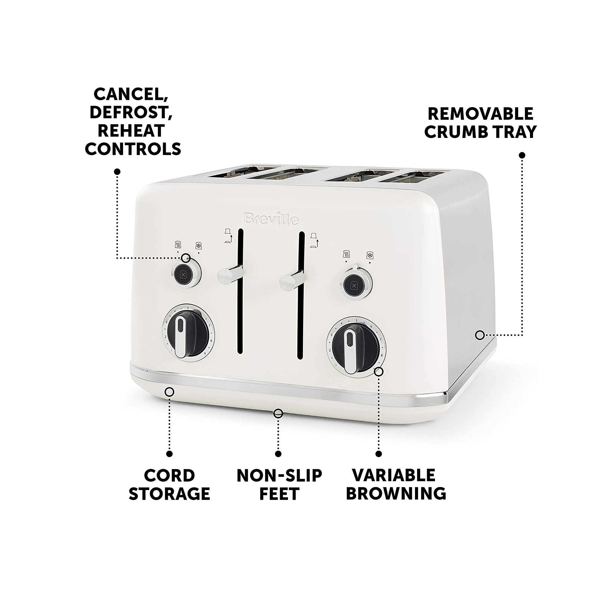 Stainless Steel Breville Lustra Cream Toaster Breville Lustra