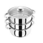 Judge Essentials 3 Tier Steamer Pot Set With Vented Glass Lid - Stainless Steel - 20 cm - HX03 - 01