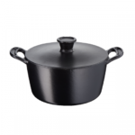 Tefal Cast Iron Induction Premium Stewpot with Glass Lid – Black – 24 cm – E2124614 - 01